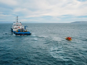 Research vessel in Atlantic Ocean