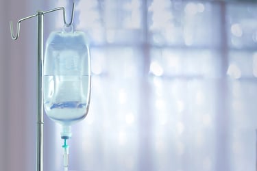 Stock photo of saline bag in hospital