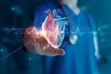 hand pointing at heart graphic with life line
