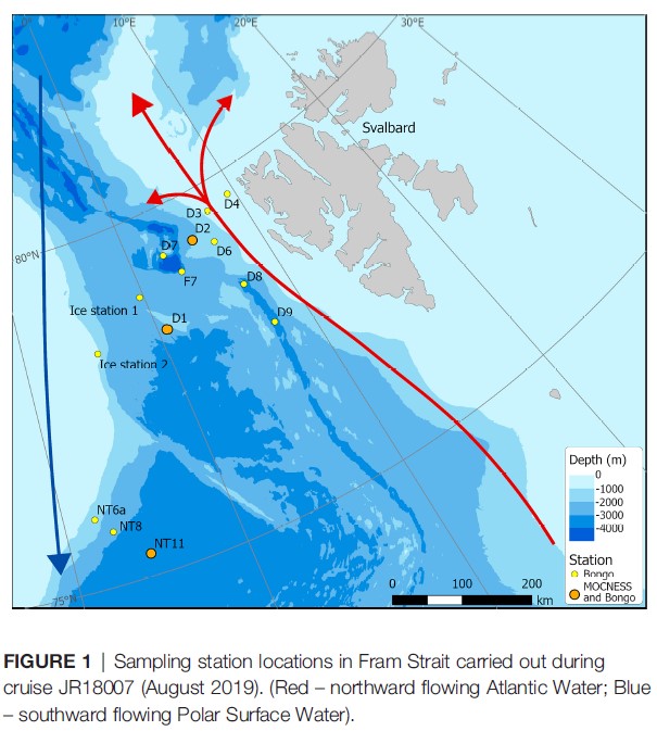 Map of Fram Strait sampling locations from Tarling et al study
