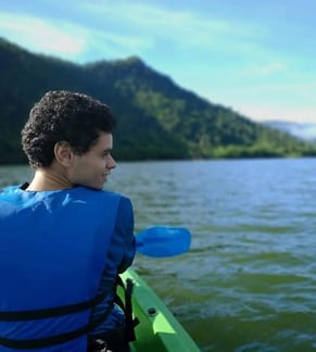 Zabdiel Roldan Ayala in a kayak
