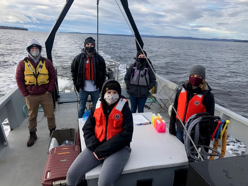 Maine Maritime Academy students on boat