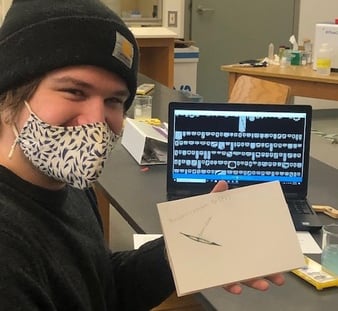 Maine Maritime Academy student showing FlowCam images
