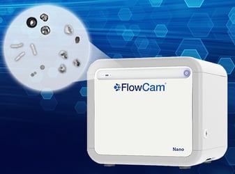 FlowCam Nano instrument rendering with submicron particles