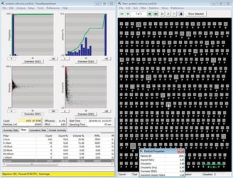 VisualSpreadsheet Version 4 user interface showing particle collage and data