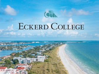 Eckerd College logo over view of beach