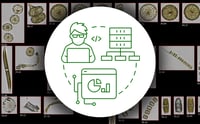Icons showing data workflow over FlowCam plankton collage