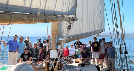 The FlowCam team on a sailboat for our corporate summer outing