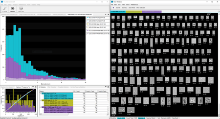 VisualSpreadsheet software user interface, showing data and particles