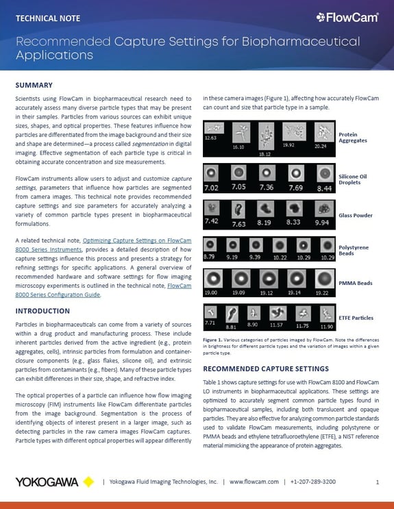 The Best FlowCam Capture Settings for Biopharma