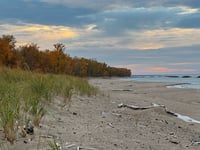 Lake Erie beach at sunset