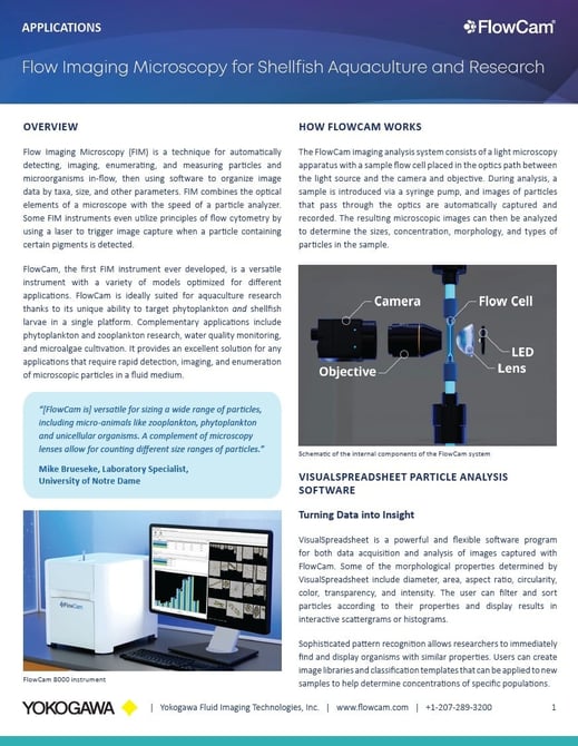 Shellfish Aquaculture & Research with FlowCam