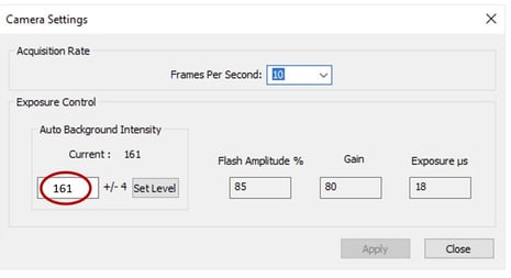 VisualSpreadsheet camera settings window