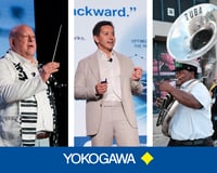 Collage of speakers and musician at YNOW 2026 and Yokogawa logo
