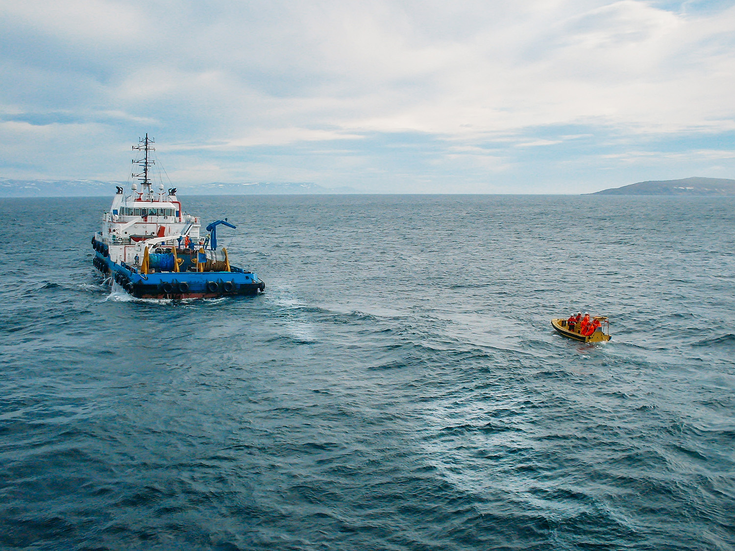 Research vessel in Atlantic Ocean