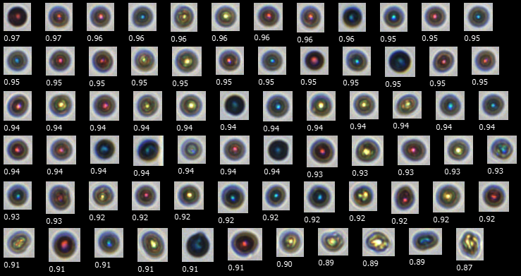 FlowCam collage of printer toner particles