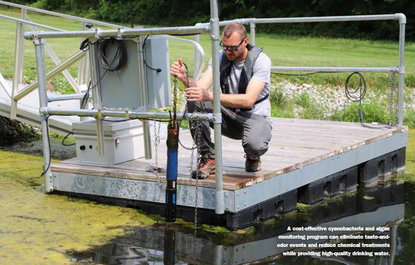 Municipal water employee collecting water sample