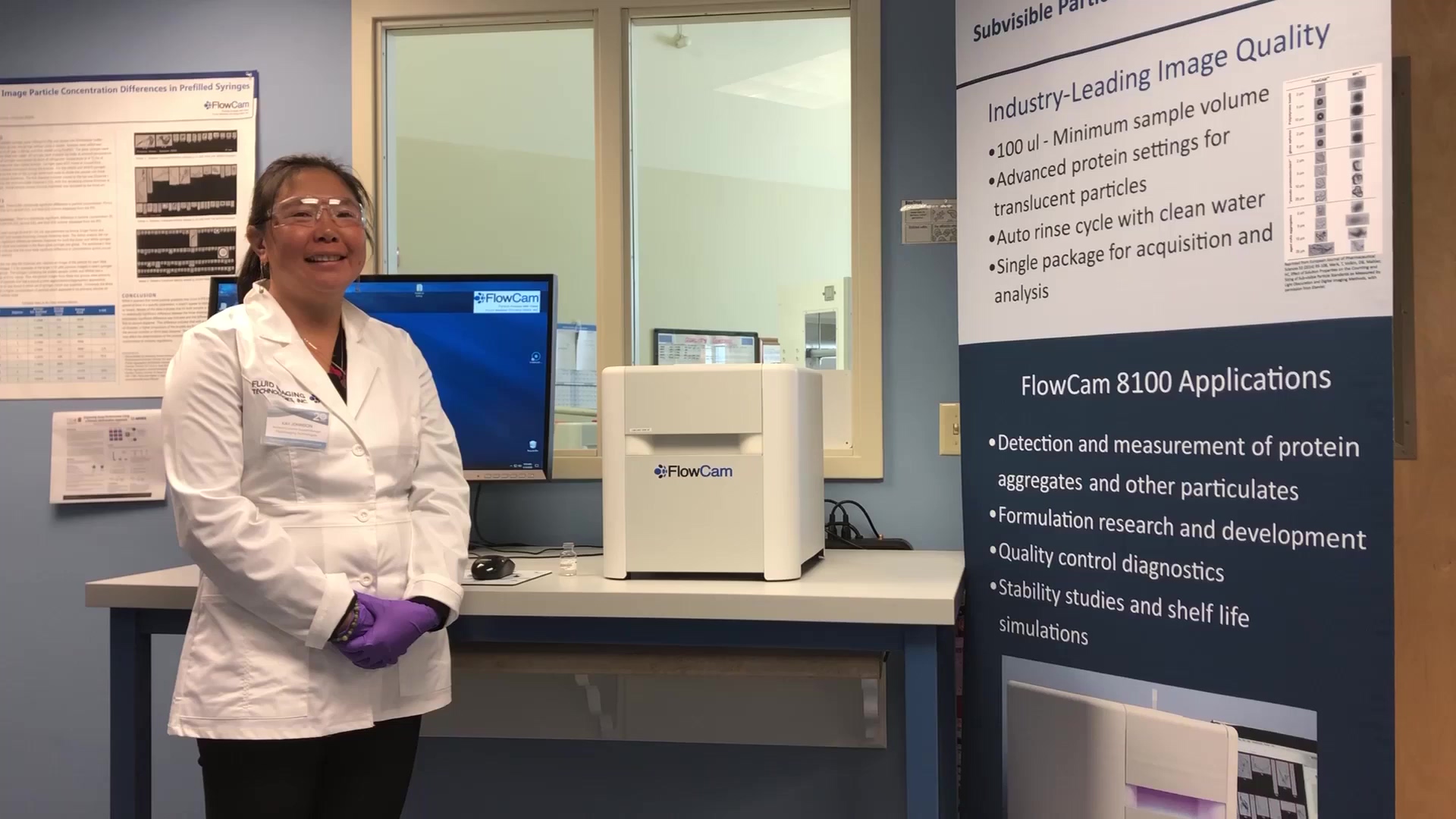 FlowCam scientist at lab bench