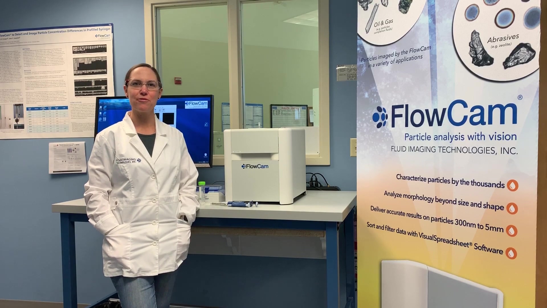 FlowCam scientist at lab bench