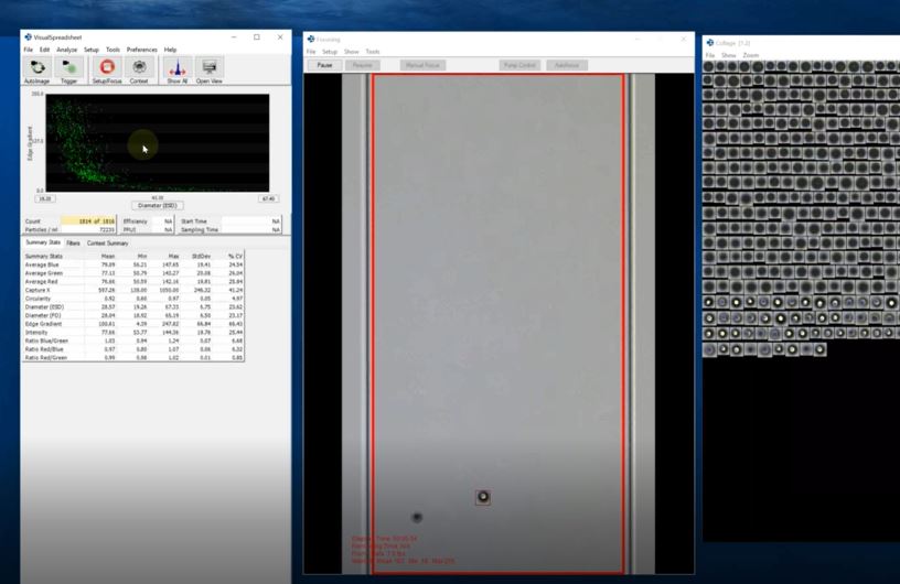 VisualSpreadsheet user interface showing flow cell field-of-view
